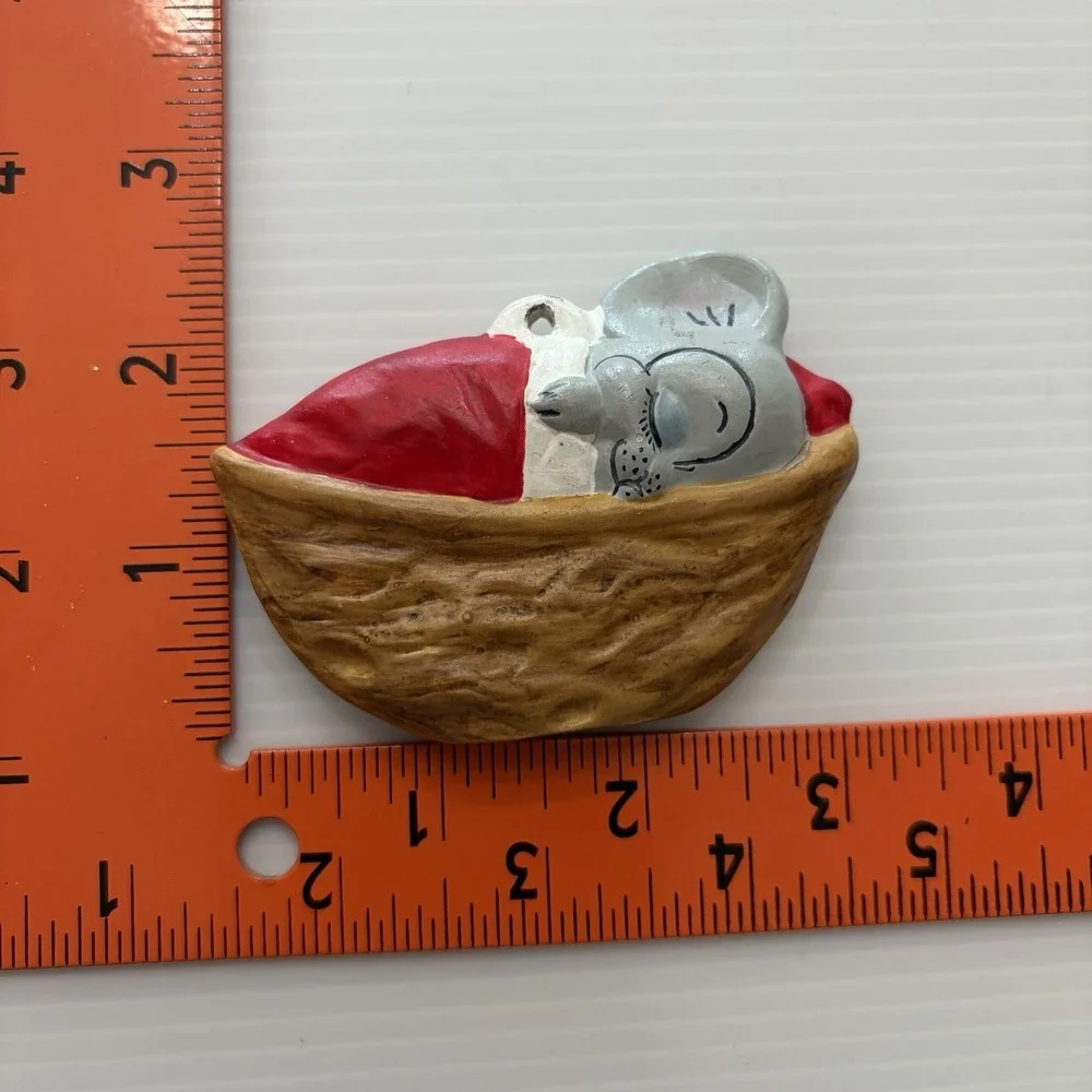 Vintage Sleeping Mouse Christmas Ornament 70s